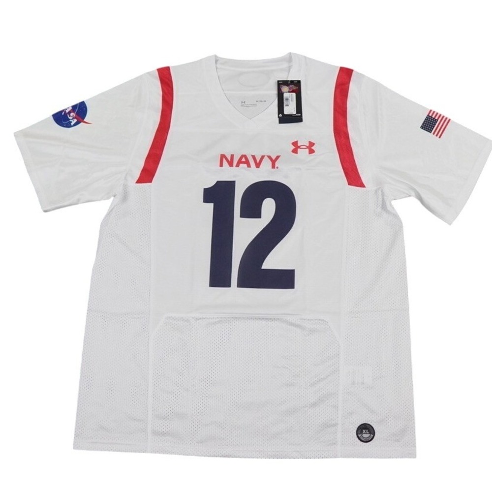 Under Armour Navy Midshipmen Nasa Football Jersey Mens XL White Space‎